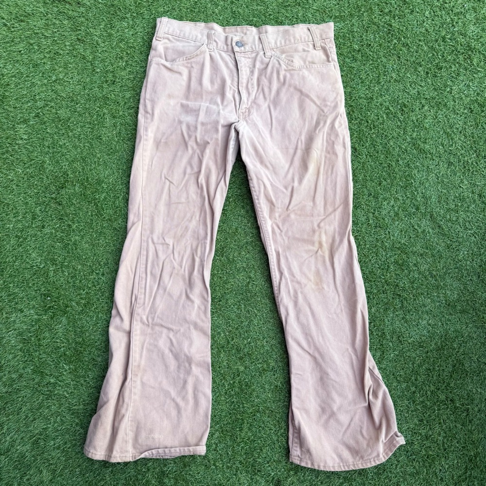 Vtg Levi Strauss Co Tan Corduroy Bell Bottom Jeans Mens 32x28 Flare WPL423 SF202